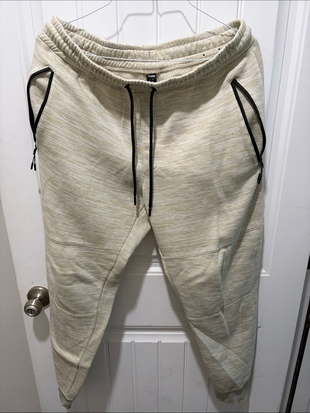 RBX Men's Cream Jogger Sweatpants with Black Accents